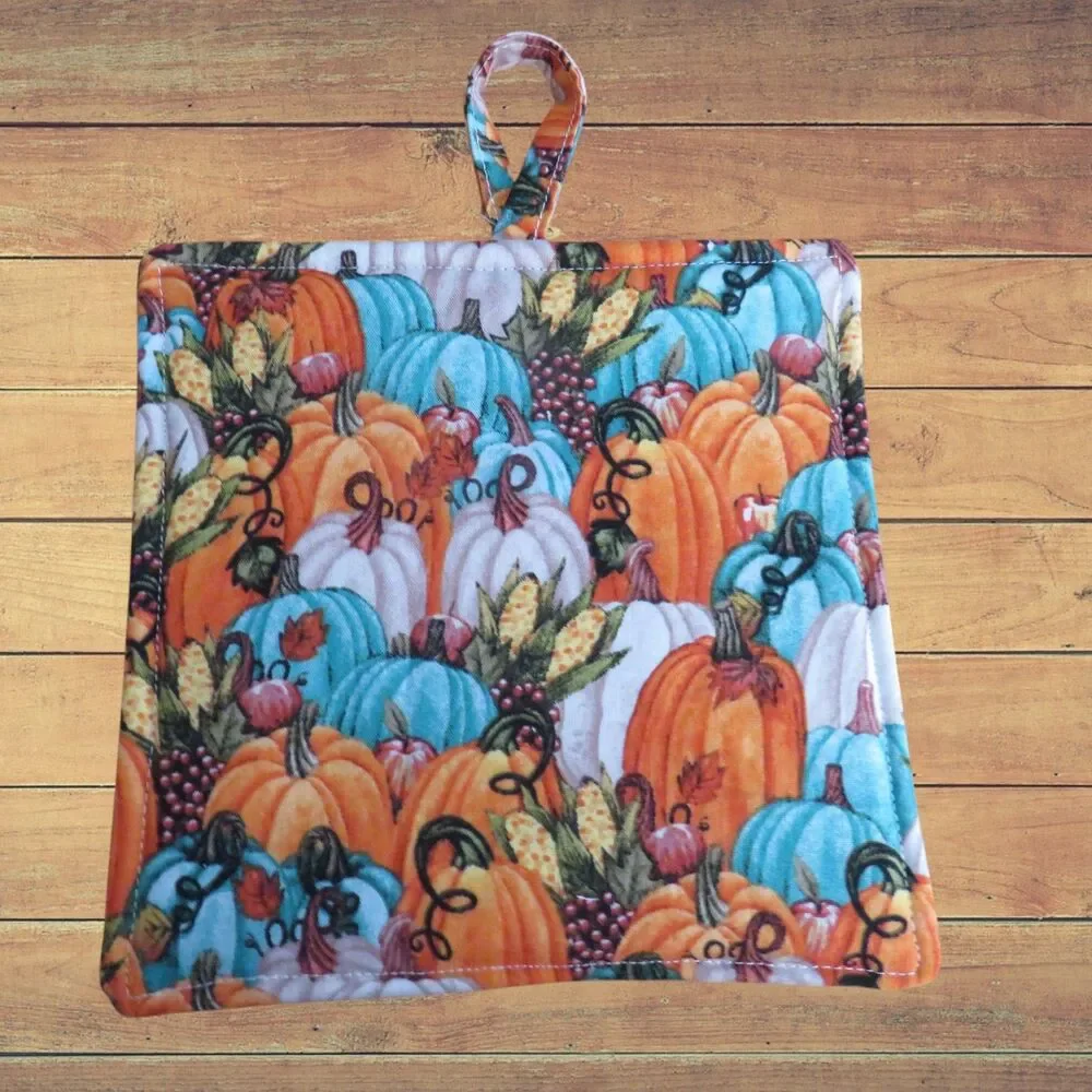 Handmade potholder pumpkins